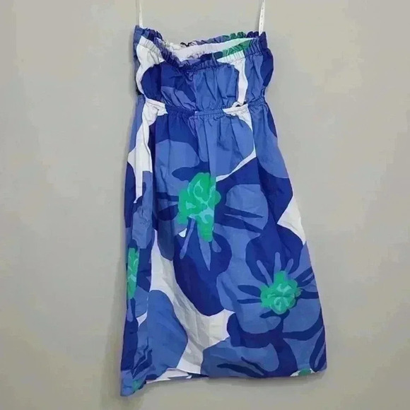 Lily Pulitzer Girls Strapless Dress Blue Green Pattern Size XS - Picture 4 of 7
